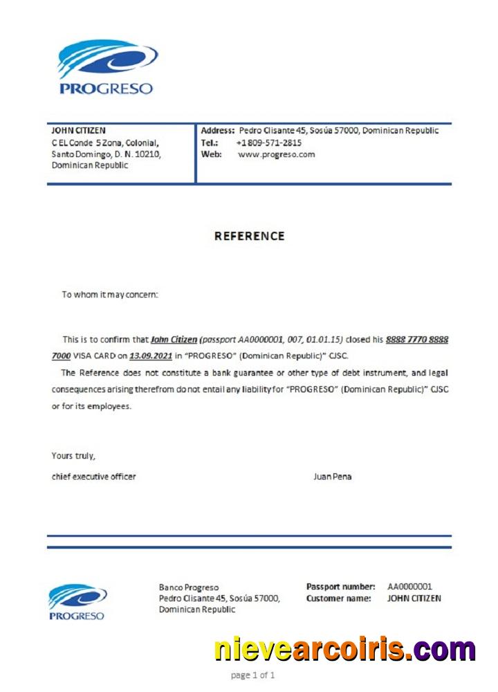 Dominicia Banco Progreso closure reference